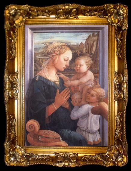 framed  Filippino Lippi Madonna with the Child and Two Angels, ta009-2